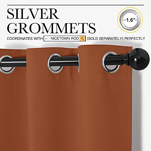 NICETOWN Burnt Orange Blackout Curtains - 42" x 63" Thermal Insulated Drapes