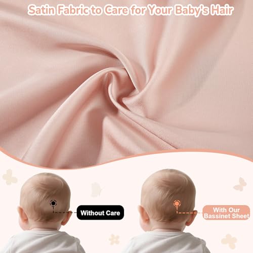 Unicorn Castle Satin Bassinet Sheets 2-Pack - Beige Butterfly & Blush Pink