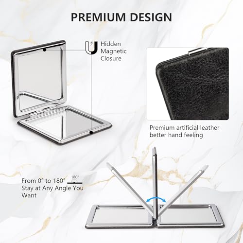 MIRORA Compact Travel Makeup Mirror - 1x/2x Magnifying Pocket Mirror