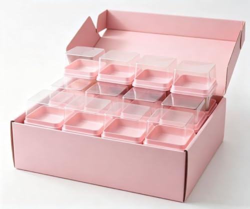 50 Pack Mini Cupcake Boxes, Clear Plastic Individual Dessert Containers