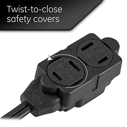 GE 12FT Indoor Extension Cord with 3 Outlets & Safety Covers