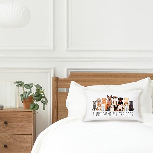 Funny Cartoon Dog Throw Pillow Cover - 12x20 Inches, Gift for Dog Lovers
