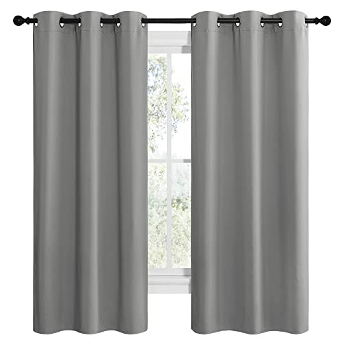 NICETOWN Silver Grey Blackout Curtains, 42 x 68 Inch Thermal Drapes (2 Panels)