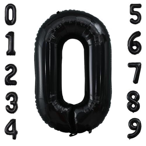 Black Number Balloon 40 Inch Giant Mylar Foil Digit for Party Decor