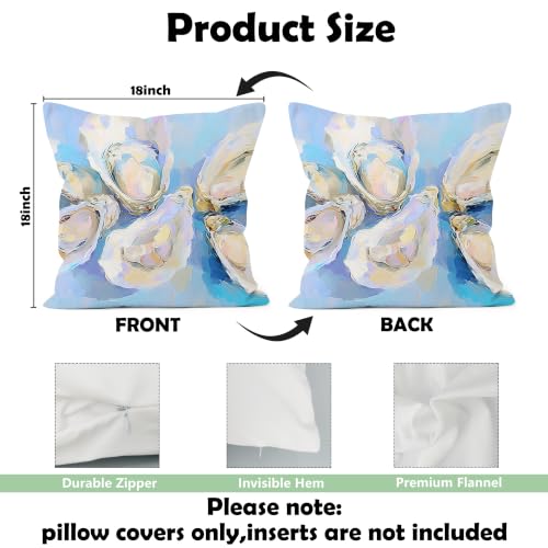 Multicolour Coastal Beach Oyster Pillow Cover 18x18 - Nautical Decor