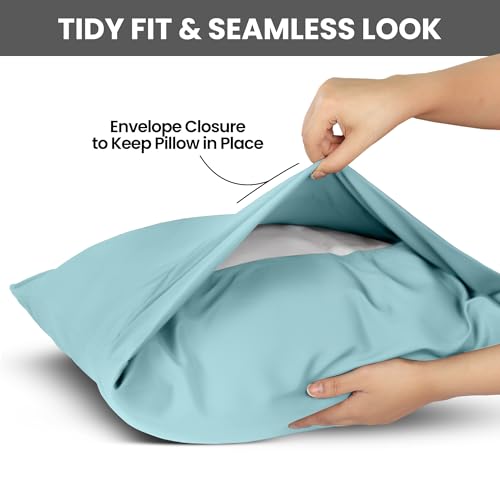 Spa Blue King Size Pillow Cases Set of 4, Ultra Soft Microfiber