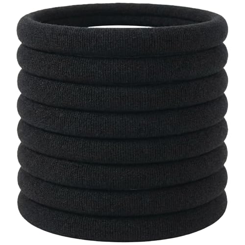 Aivwis Black Hair Ties for Thick Hair, 50 Pack Seamless Elastic Bands