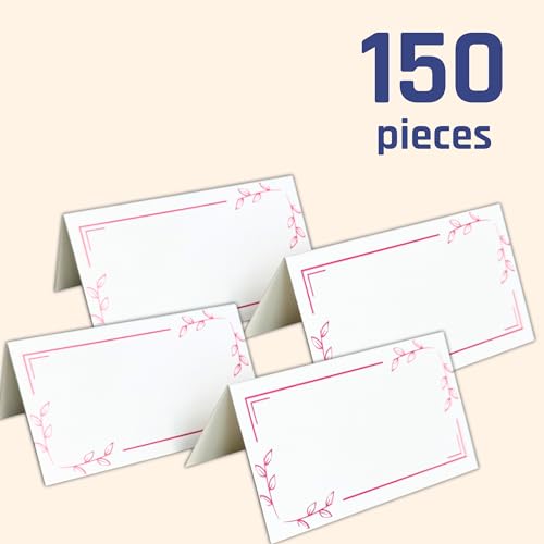 TownStix Pink Floral Name Place Cards for Table Setting, 150 Pack