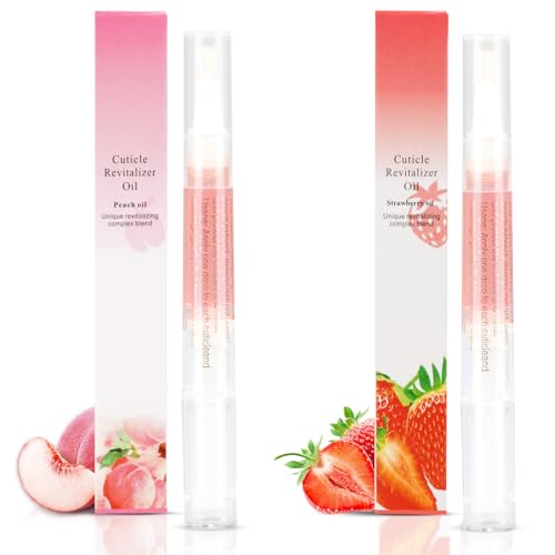 Meschett 2PCS Cuticle Oil Pens for Dry Nails - Peach & Strawberry