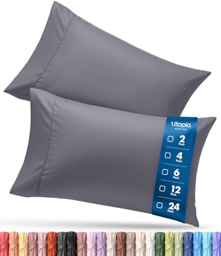 Queen Size Pillow Cases Set of 12, Ultra Soft Grey Microfiber