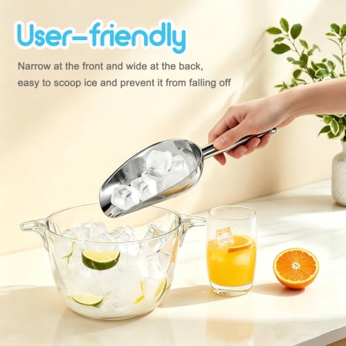 12oz Stainless Steel Ice Scoop - Rust-Resistant Multi-Purpose Scooper for Food & Ice