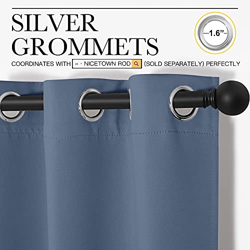 NICETOWN Blackout Curtain Panels - Thermal Insulated Grommet, 42x50 in, Stone Blue