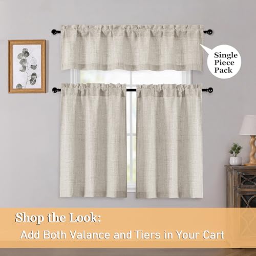 OWENIE Linen Textured Valance Curtain, 60x14 Inch Light Filtering Valance