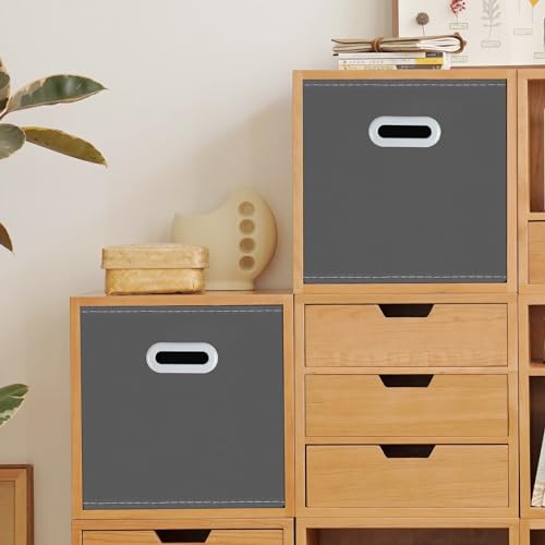 Foldable Fabric Storage Cubes with Handles - Set of 3, 11x11x11, Gray
