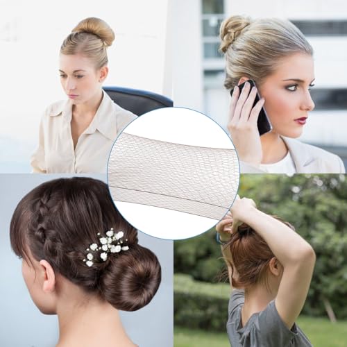 Brown Hair Nets and U-Shaped Pins Set for Hair Buns 10 Pcs