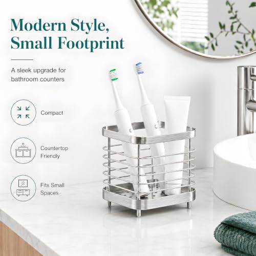 Stainless Steel Electric Toothbrush Holder - Silver 1-Slot Countertop Stand