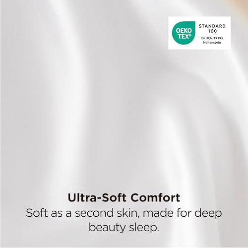 Queen Satin Pillowcases Set of 2 - Pure White Silk-Like Fabric