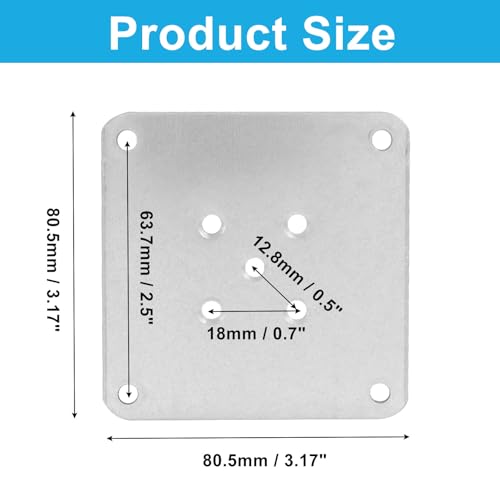4Pcs 80x80mm Furniture Leg Mounting Plates - Reinforced Stainless Steel