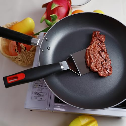 KLAQQED 3-Piece Stainless Steel Spatula Set with Silicone Handle - Black & White