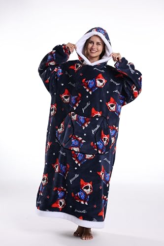 Capecage Long Wearable Blanket Hoodie with Big Pocket - Corgi2 Variation - Gift for Women or Men