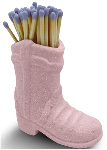 Cowboy Boot Ceramic Match Holder with Striker - Rustic Decor