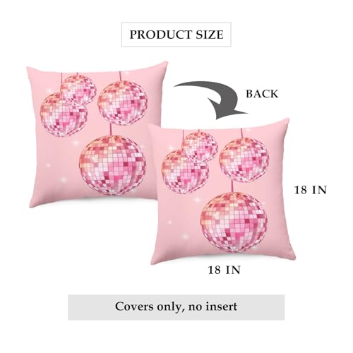 Pink Disco Ball Pillow Cover - 18x18 Retro Y2K Room Decor