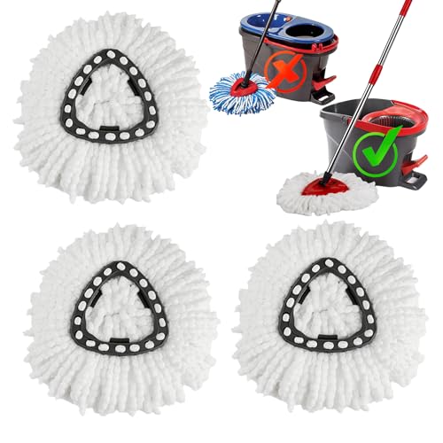 APOCHON Microfiber Spin Mop Replacement Heads - 3 Pack Refill