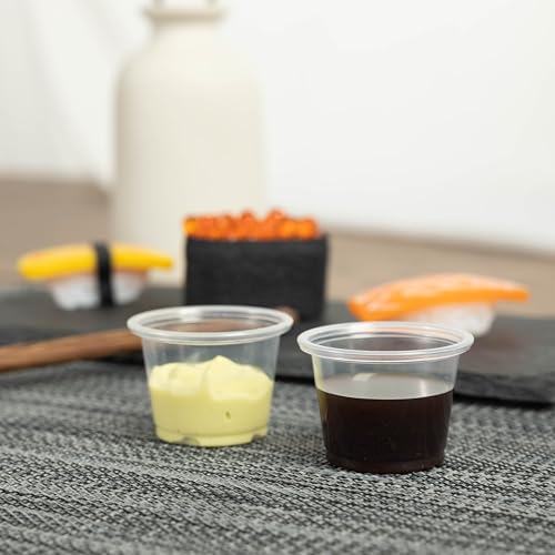 HOMIP 200-Pack 1oz Plastic Portion Cups for Sauces & Condiments