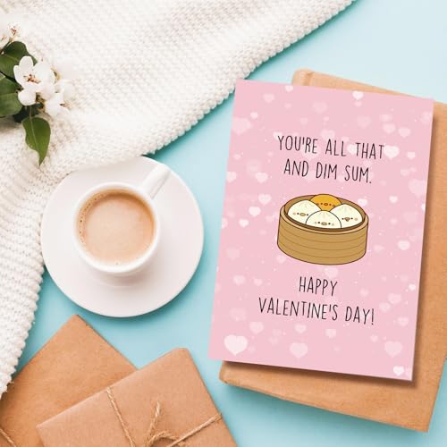 Dim Sum Valentine's Day Card Cute Funny Food Pun Greeting Card for Partner
