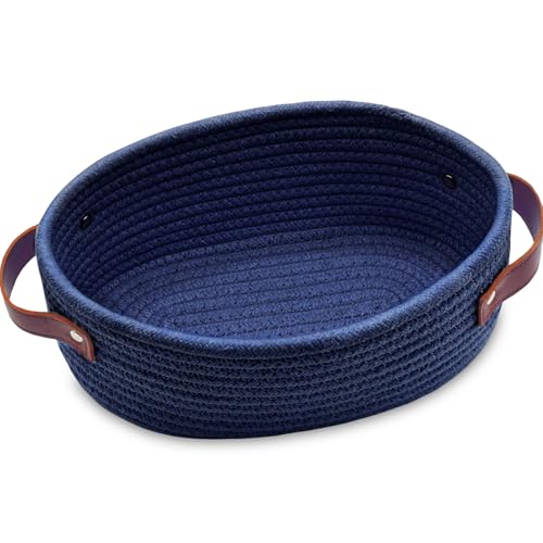 ABenkle Small Woven Storage Basket with Handles - 9.4" x 5.9" x 3.9"