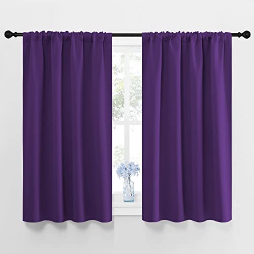 NICETOWN Royal Purple Blackout Curtains Set of 2, 42x45 Inch, Insulated Bedroom & Living Room Drapes
