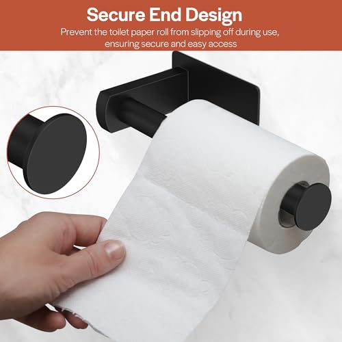 Empava Self-Adhesive Toilet Paper Holder Matte Black Ring, SUS 304 Stainless Steel