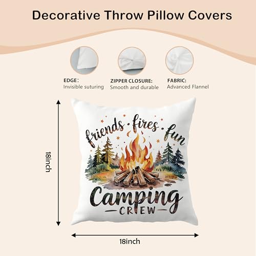 Flannel Camping Pillow Cover 18x18 | Cozy Throw Pillow for RV Decor