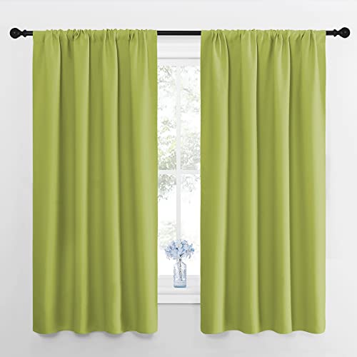 NICETOWN Short Blackout Curtains - Green Thermal Drapes, 42x54 inches, 2 Panels