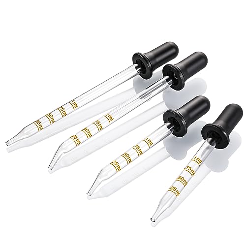LANDNEOO 4 Pack 1 mL Glass Eye Dropper with Measurements