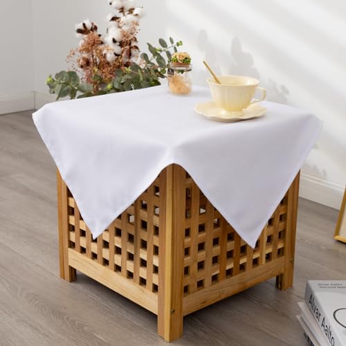 YZKITM Small Square Polyester Tablecloth - 24 x 24 Inch, Solid White