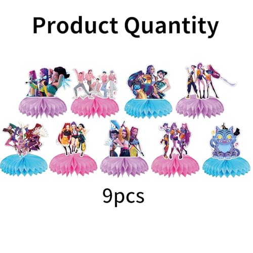 9 Pc Anime Honeycomb Table Decorations for Birthday Party Supplies