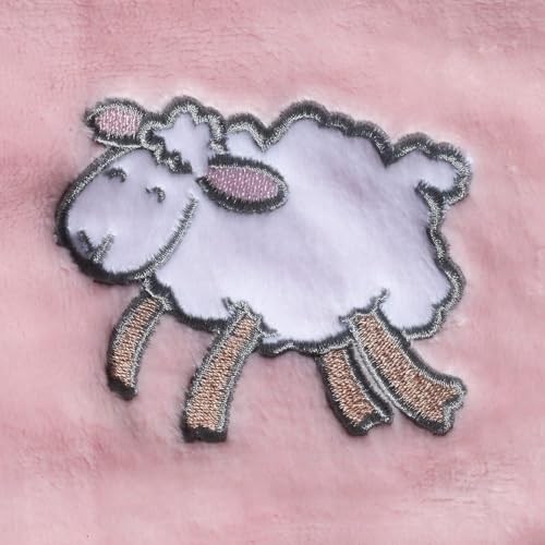 CREVENT 2-Piece Baby Blanket Set, 30x40 Flannel Fleece, Grey Cloud & Pink Sheep