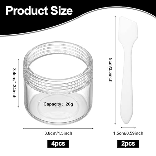 Exclaith 4PCS 20ml Clear Plastic Travel Jars with Spatulas - Leak-Proof Mini Cosmetic Containers