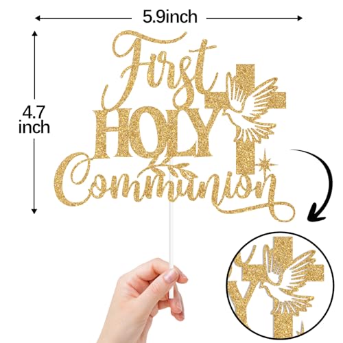 Gold Glitter First Holy Communion Cake Topper - Mi Primera Comunion