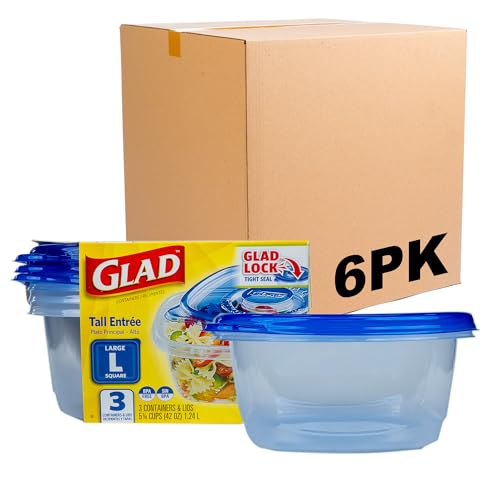 Glad GladWare Tall Square Entree Containers, 42 Oz, 18-Pack