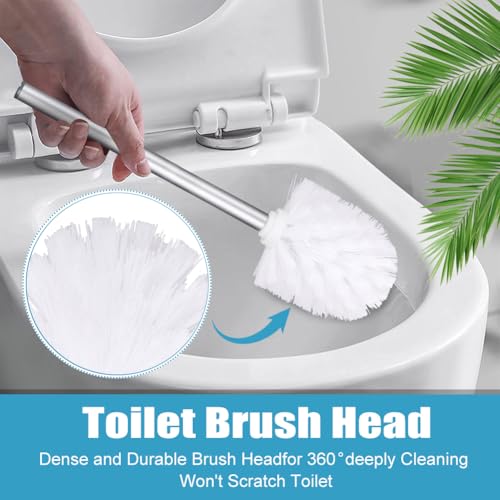 2Pcs Toilet Brush Replacement Heads, 12mm Rod Diameter - White
