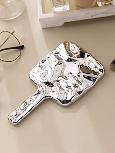 MIRRORNOVA Small Handheld Makeup Mirror with Handle and Water Ripple Design
