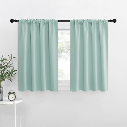NICETOWN Aqua Blue Blackout Curtains for RV Windows, 34" x 36", Set of 2