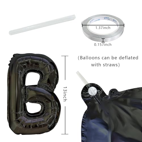 Happy Birthday Balloon Banner Set - 13 Black Foil Letter Balloons
