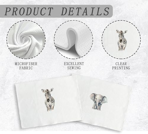 NOQL Zebra Hand Towels for Kids Bathroom Set of 2 - Wildlife Decorative 16x24 Inches