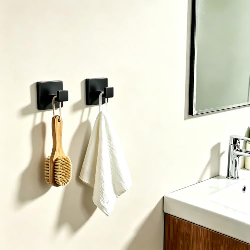 JOPOFI Matte Black Towel Hooks - 2 Piece Wall Mounted Stainless Steel Robe Hooks