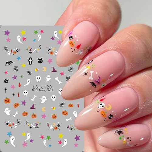 6 Sheets Gothic 3D Halloween Nail Art Stickers Self-Adhesive Decals
