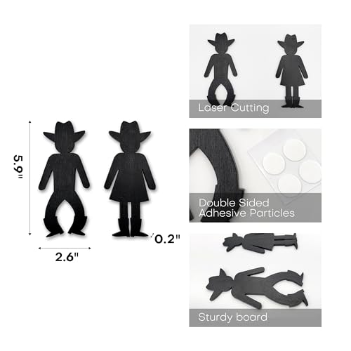 Rustic Western Bathroom Decor Sign - Set of 2 Cowboy Signs