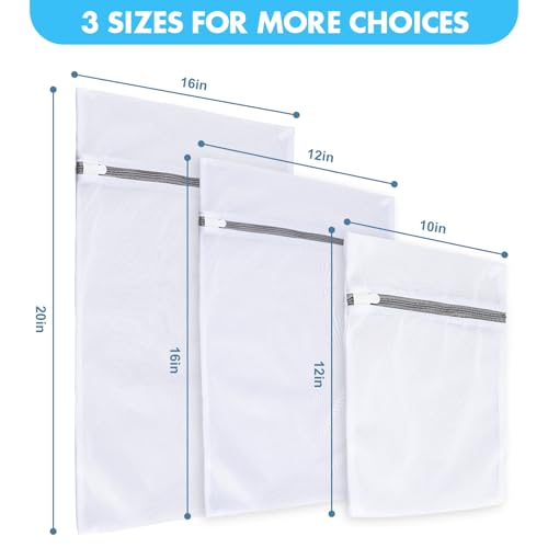 VUEKYN Fine Mesh Laundry Bags for Delicates 3-Pack - Assorted Sizes, Durable Garment Wash Bags